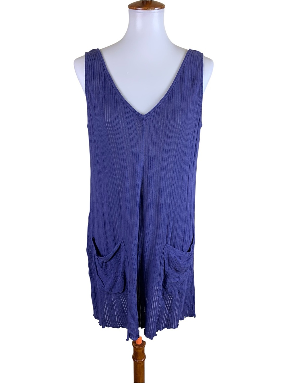 Pact Purple Ribbed Sleeveless Romper Pockets Boho Oversized Medium